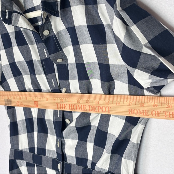 J. Crew Gingham Tie-waist Poplin Shirtdress Navy Size 8 - Picture 9 of 11